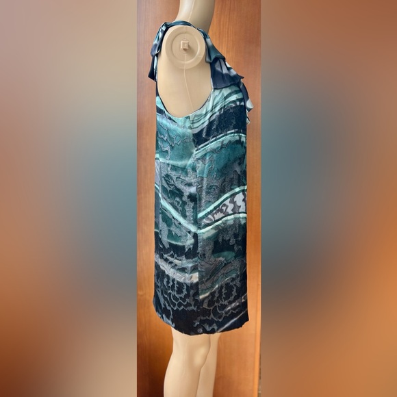 POLECI Green & Black Gently Glittered Shirt Dress Size 4 - Picture 5 of 11